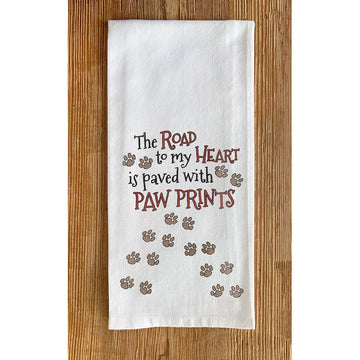 FAIRE - Great Finds Kitchen Decor Road to My Heart is Paved with Paw Prints Kitchen Towel *